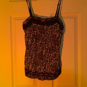 Vintage Brown and Tan Leopard Print Sleeveless Camisole